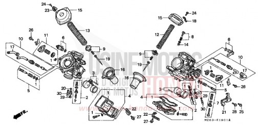 CARBURETOR (COMPONENT PARTS) NTV650T de 1996